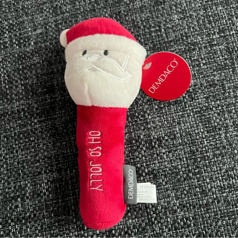 NWT Demdaco Christmas Characters Baby Rattle- Santa
